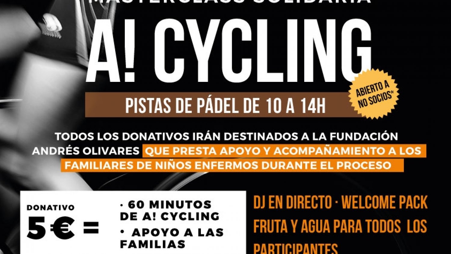 Club Aviva! Málaga Grupo Áccura llevará a cabo una Masterclass solidaria de Cycling y destinará los beneficios a la asociación Andrés Olivares