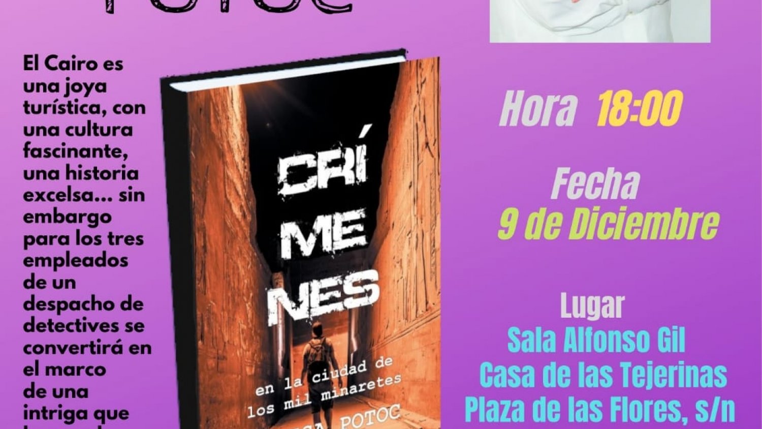Teresa Potoc presenta el libro ‘Crímenes en la ciudad de los mil minaretes’ en la Casa de las Tejerinas