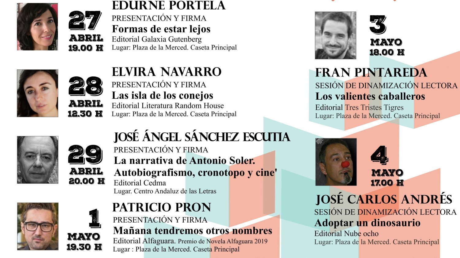 Alicia Acosta, Fran Pintareda y José Carlos Andrés participan en la Feria del Libro de Málaga
