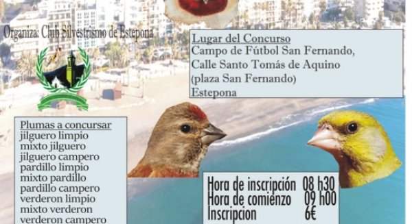Estepona acoge este domingo el III Concurso de Silvestrismo en el que participarán más de 400 pájaros