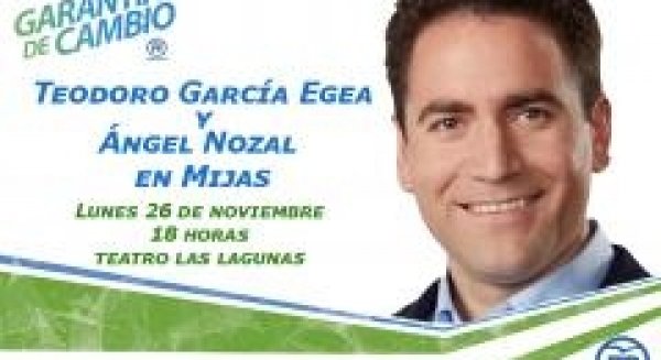 Teodoro García Egea y Ángel Nozal darán un mitin, el lunes 26, en el teatro de Las Lagunas