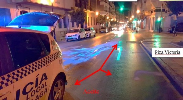 Detienen a un individuo que derramó cuatro litros de aceite en la calzada con el objetivo de provocar accidentes