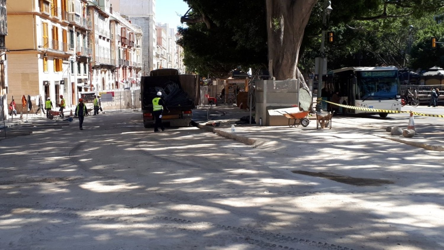 Metro de Málaga finaliza el acondicionamiento de la Alameda Principal para el paso de los tronos en Semana Santa