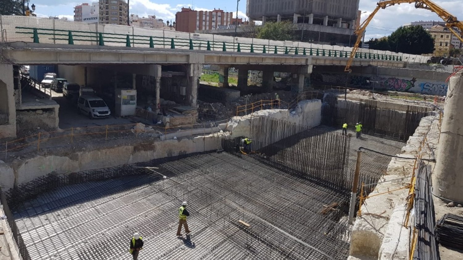 La Junta inicia el hormigonado de la losa de cubierta del túnel de Metro Málaga bajo el lecho del río Guadalmedina
