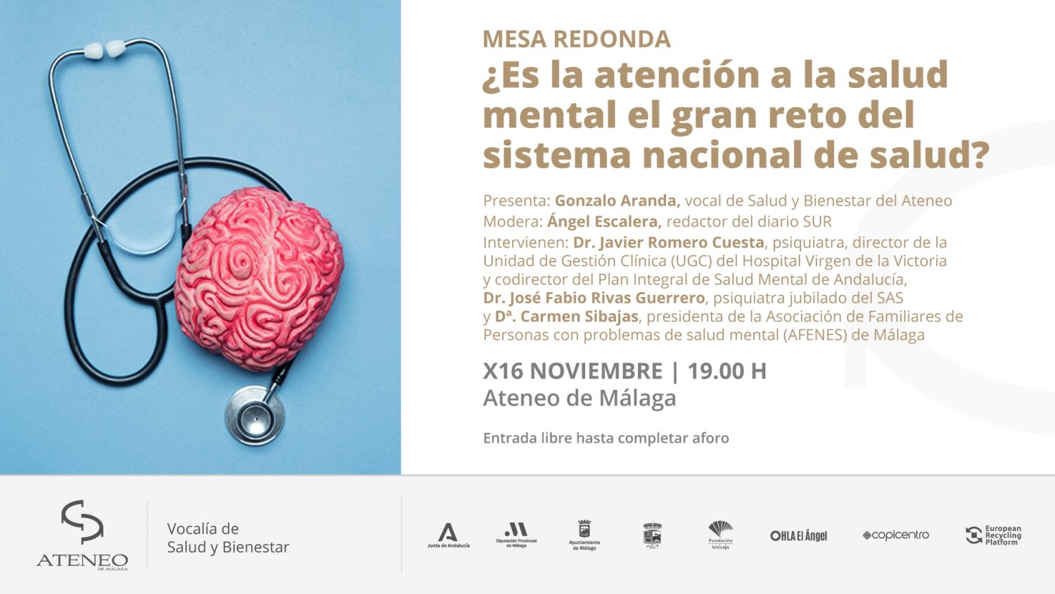 El Ateneo de Málaga aborda el reto de la salud mental en una mesa redonda