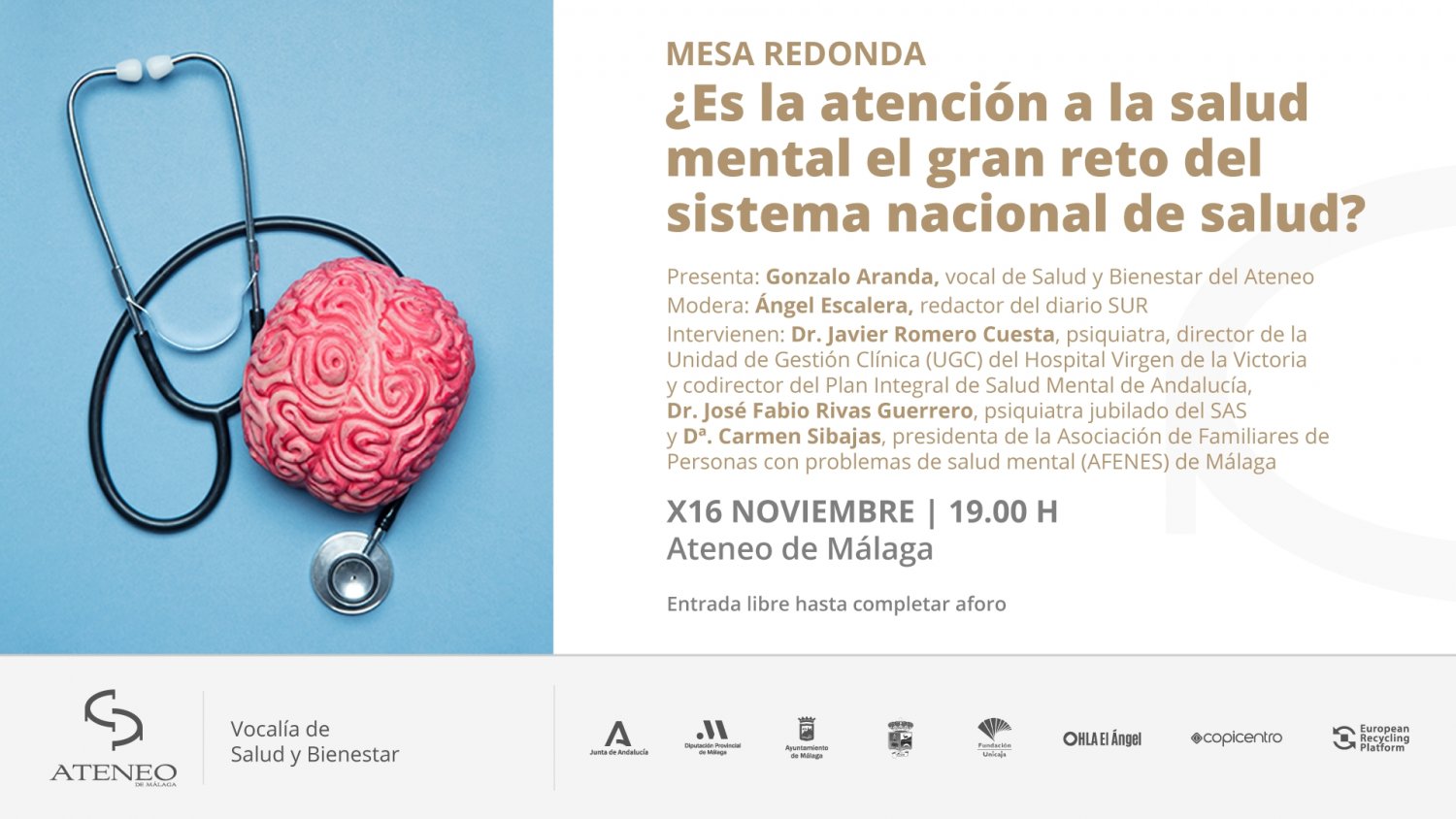 El Ateneo de Málaga aborda el reto de la salud mental en una mesa redonda