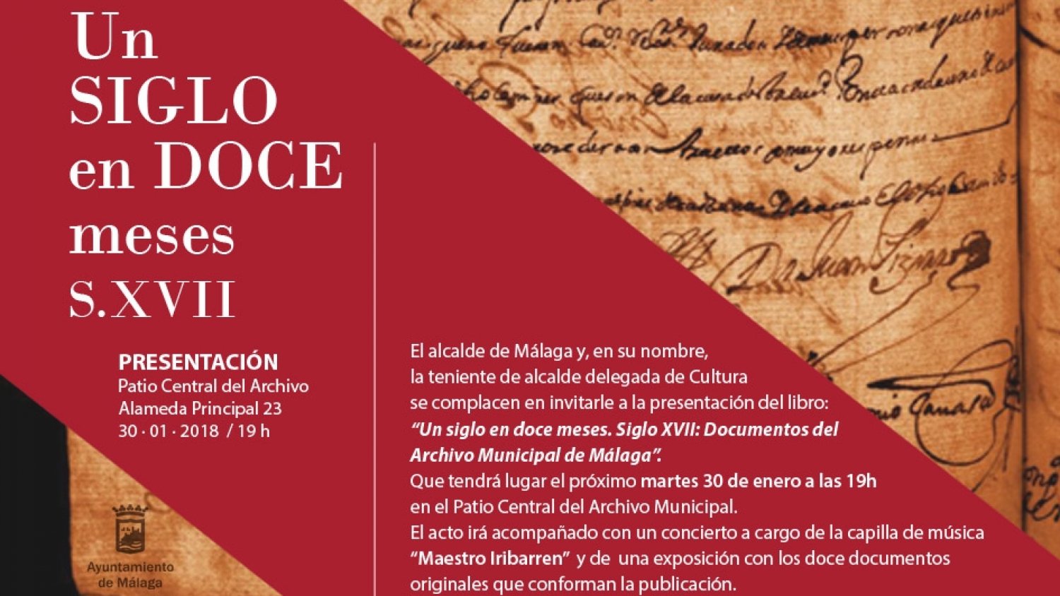 El siglo XVII en Málaga, protagonista en el Archivo Municipal la próxima semana