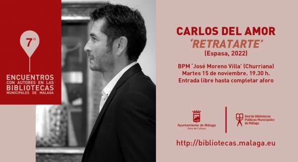 Carlos del Amor, protagonista del programa encuentros con autores en las bibliotecas con 'Retratarte'