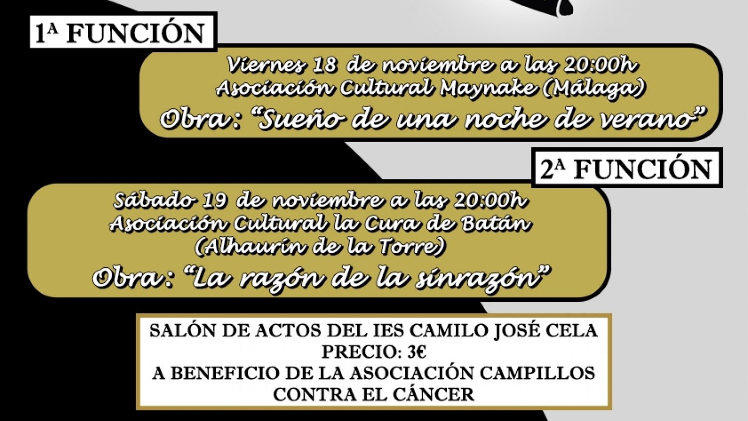 El l XX Certamen de Teatro 'Isidro Carbonero Villa de Campillos' se celebrará del 18 al 27 de noviembre