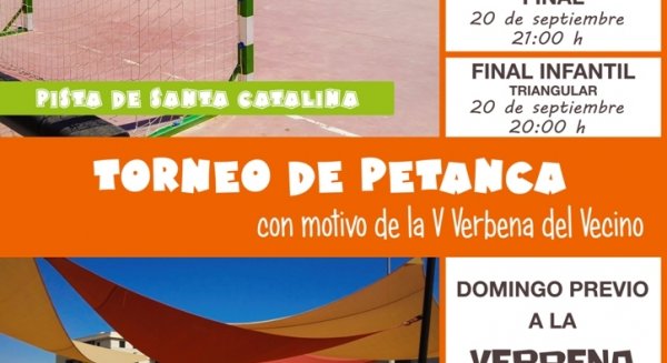 Un torneo de fútbol sala y otro de petanca entre barrios de Antequera se celebrarán como antesala de la V Verbena del Vecino