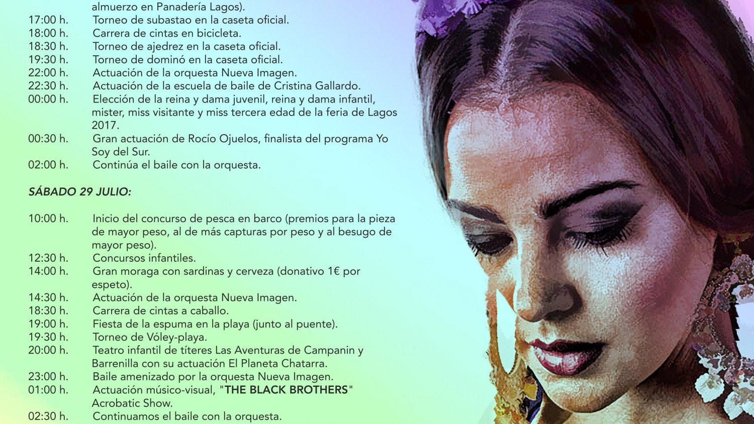 Las actuaciones de Rocío Ojuelos y 'The Black Brothers' centrarán las actuaciones de la feria de Lagos