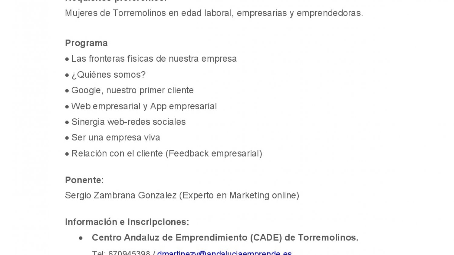 El taller ‘Identidad corporativa virtual’ cerrará el ciclo ‘Las nuevas tecnologías en el emprendimiento’