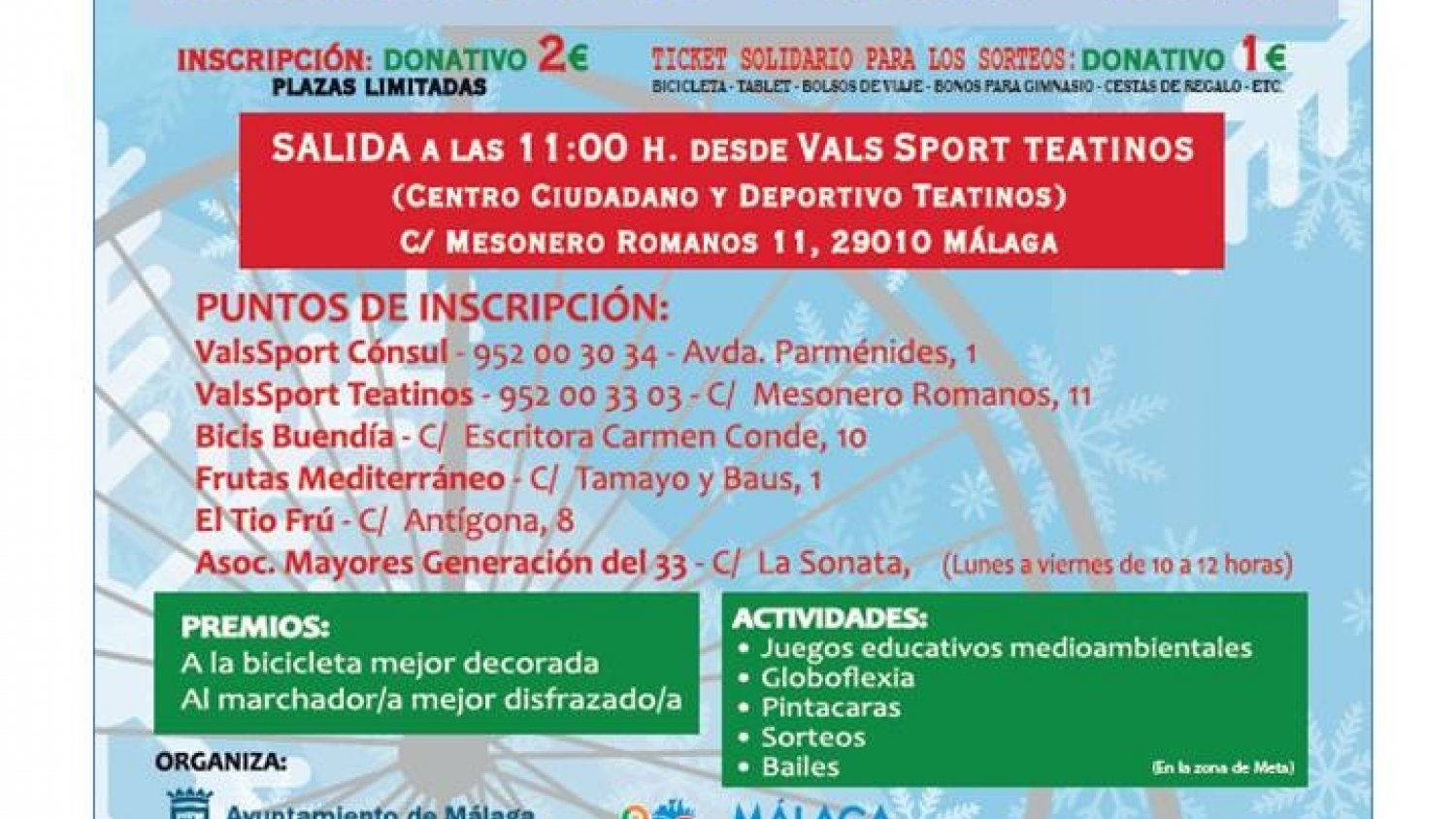 Teatinos celebrará la V edición de 'Navidad sobre ruedas' aplazada por el mal tiempo