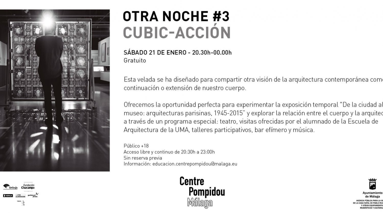 'Otra Noche' regresa al Centre Pompidou Málaga en su horario nocturno para celebrar su tercera velada