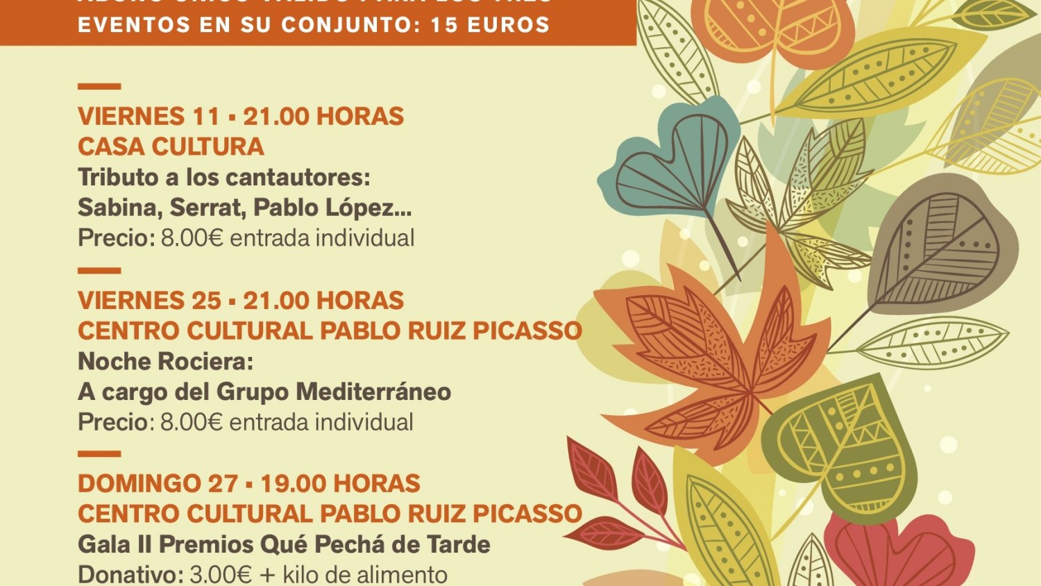 Torremolinos celebra un ciclo lleno de música rociera, cantautores y premios televisivos con el Noviembre Cultural