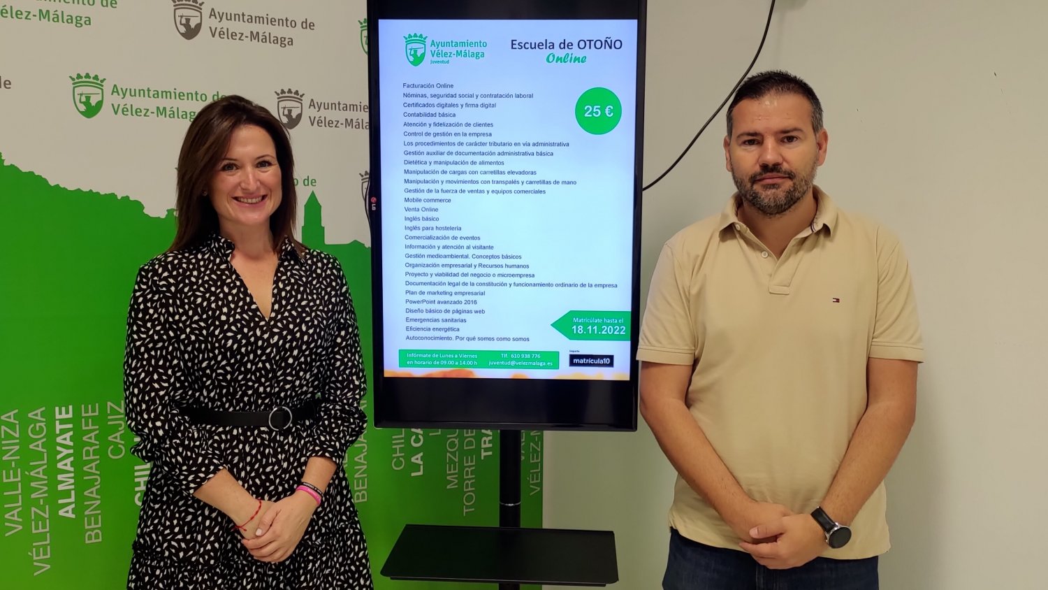 Vélez-Málaga presenta la programación de cursos online de otoño para favorecer la inserción laboral juvenil