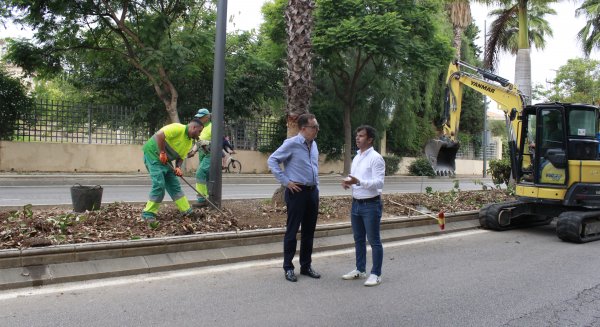 Marbella trabaja en la renovación del riego automático y el ajardinamiento de la avenida Príncipe Salman