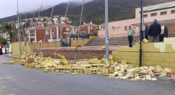 Las lluvias provocan la caída de un muro en un colegio y deja más de una treintena de incidencias