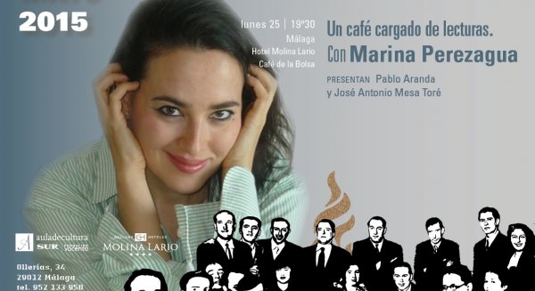 La escritora Marina Perezagua comparte un café con sus lectores en el Café de la Bolsa