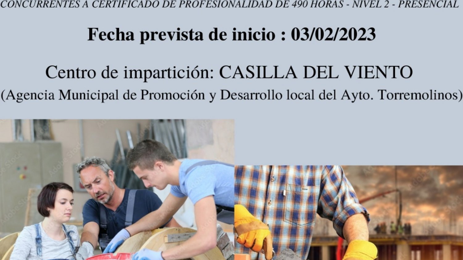 Torremolinos oferta un curso gratuito de ‘Fábrica de Albañilería’ dirigido a personas desempleadas