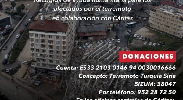 El PP de Málaga impulsa la recogida de ropa y alimentos para Turquía y Siria tras el terremoto