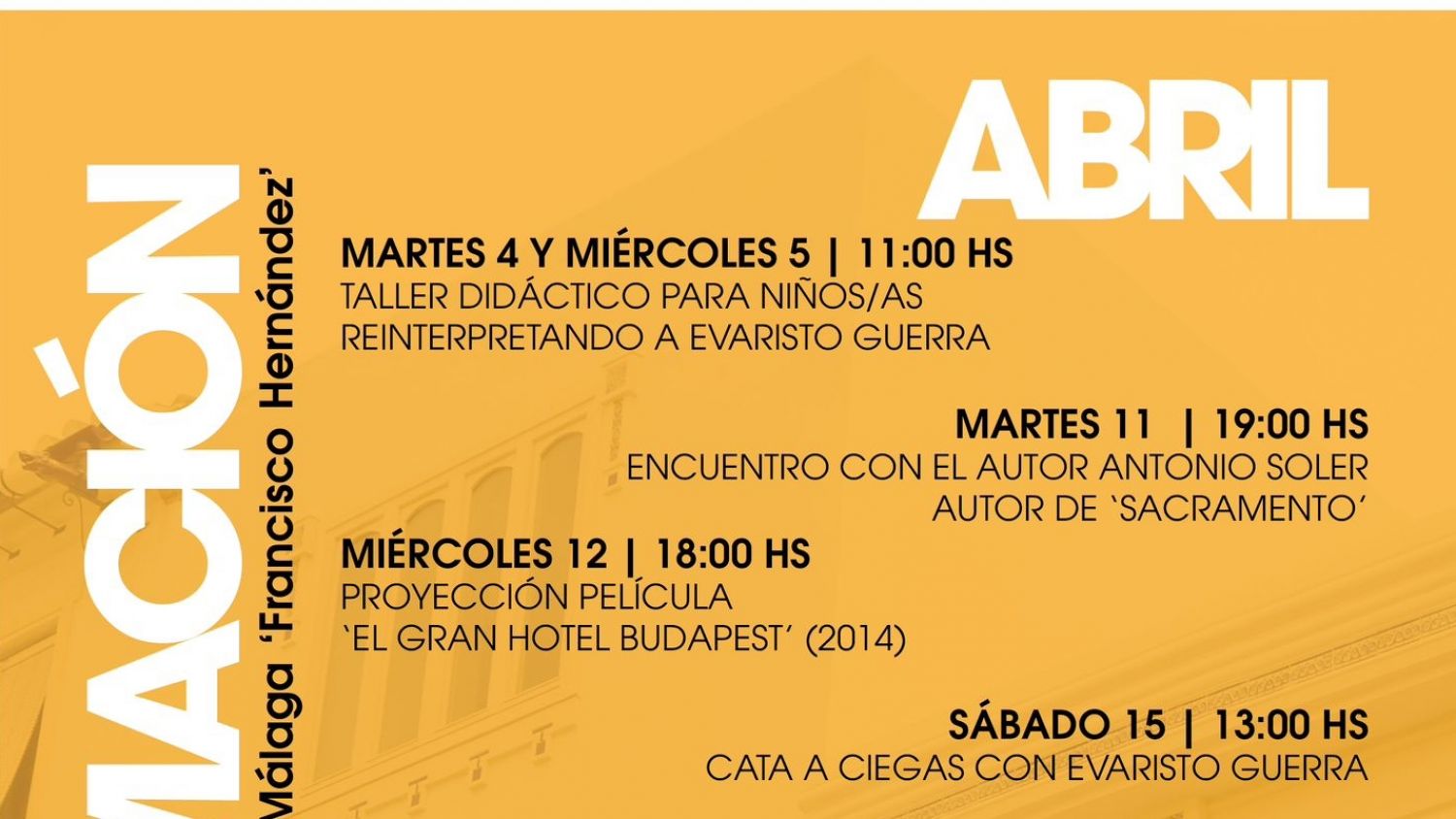 El CAC de Vélez-Málaga presenta una amplia programación de actividades este mes de abril