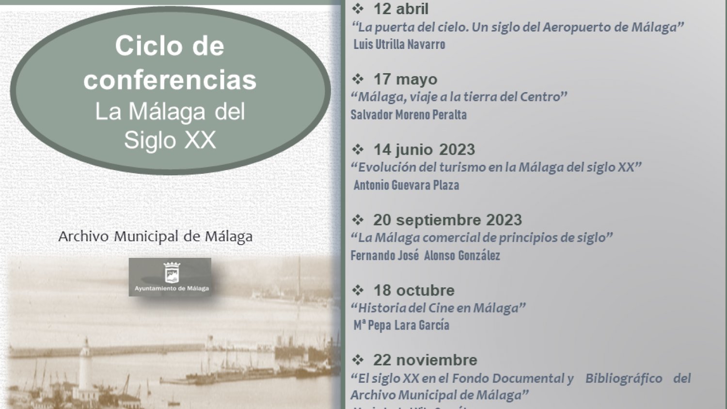 El Archivo Municipal inicia su  ciclo de conferencias ‘La Malaga del siglo XX’