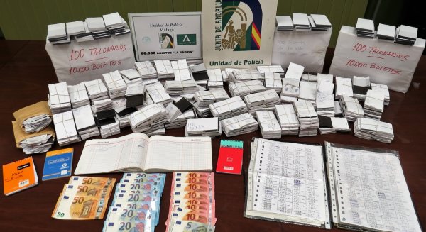 La Unidad de Policía Adscrita interviene 88.000 boletos de lotería ilegal en Málaga