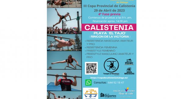 Rincón de la Victoria acoge la 4º fase previa de la III Copa Provincial de Calistenia
