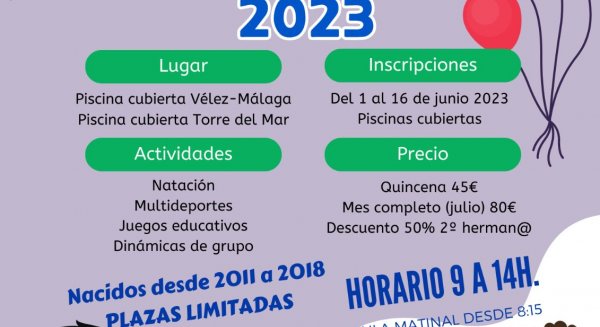 Anunciados los campamentos lúdico-deportivos en verano para los niños de Vélez-Málaga y Torre del Mar