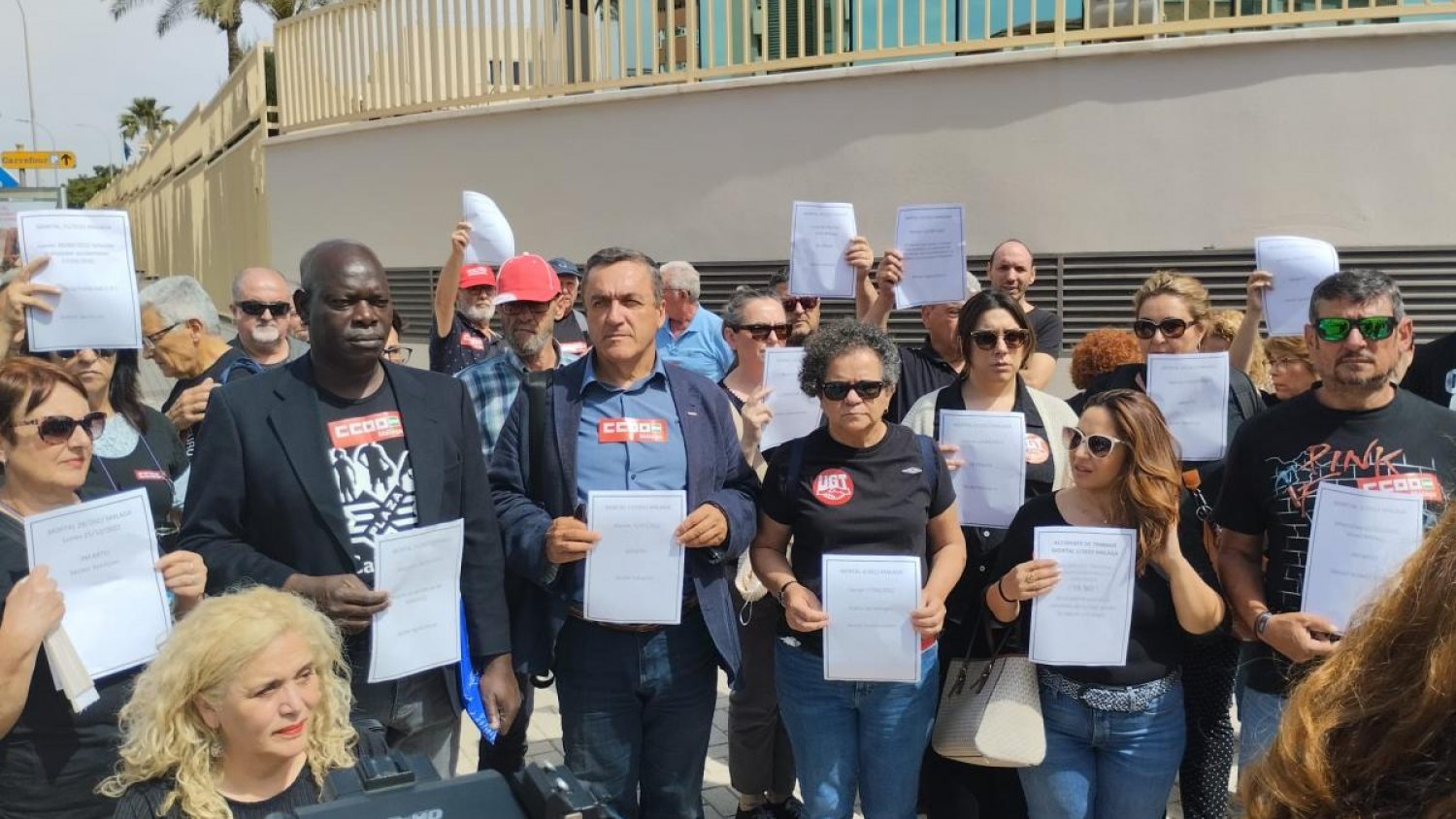 CCOO y UGT se concentran en Málaga para exigir más protección de la seguridad de los trabajadores