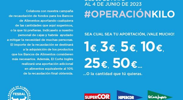 El Corte Inglés se compromete con la Operación Kilo de Bancos de Alimentos con donaciones en caja, web y app