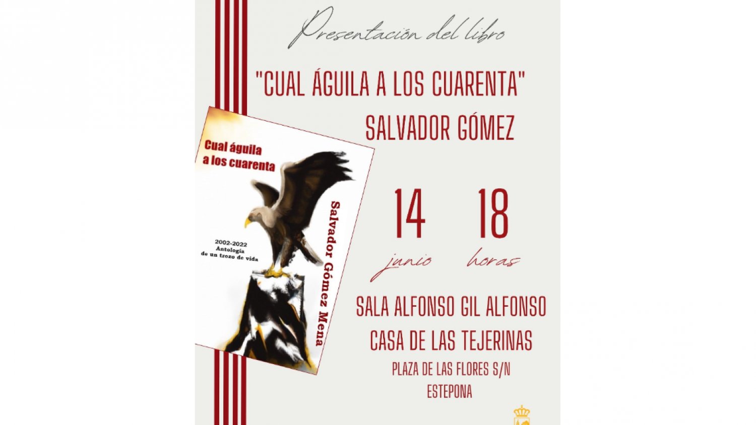 El autor Salvador Gómez Mena presenta su poemario ‘Cual águila a los cuarenta’ en la Casa de Las Tejerinas