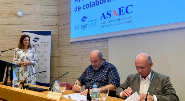 La Fundación Málagaport y ASAEC firman un convenio de colaboración para la distribución solidaria de productos de importación