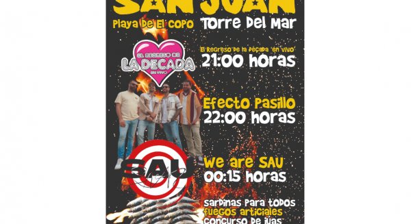 Torre del Mar amenizará la Noche de San Juan con 'Efecto Pasillo', 'El Regreso de La Década' y We Are Sau
