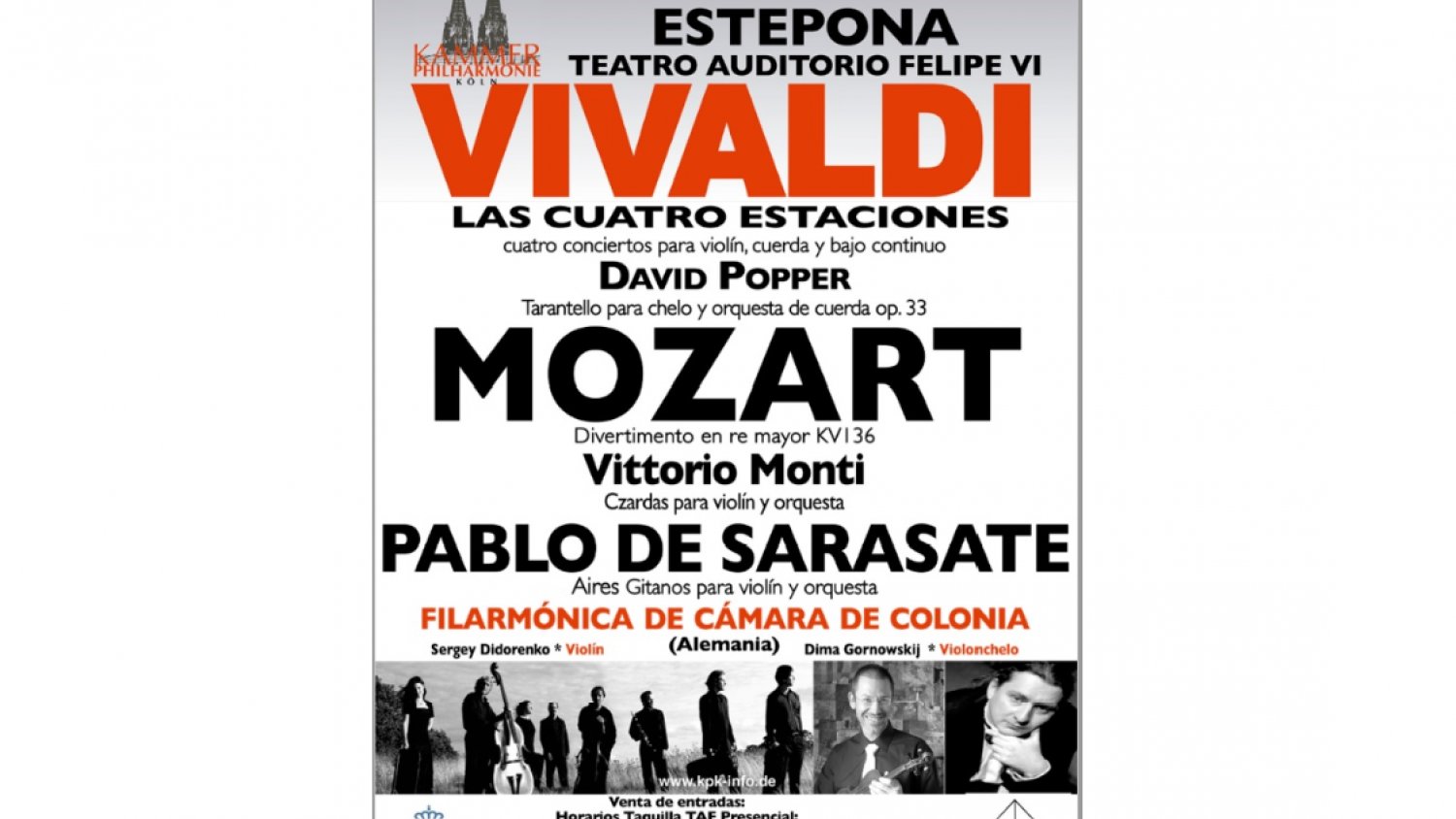 Concierto de la Orquesta Filarmónica de Cámara de Colonia en el Auditorio Felipe VI de Estepona