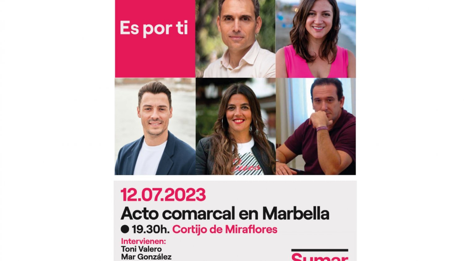 SUMAR presentará en Marbella sus propuestas para la Costa del Sol de cara al 23 de julio