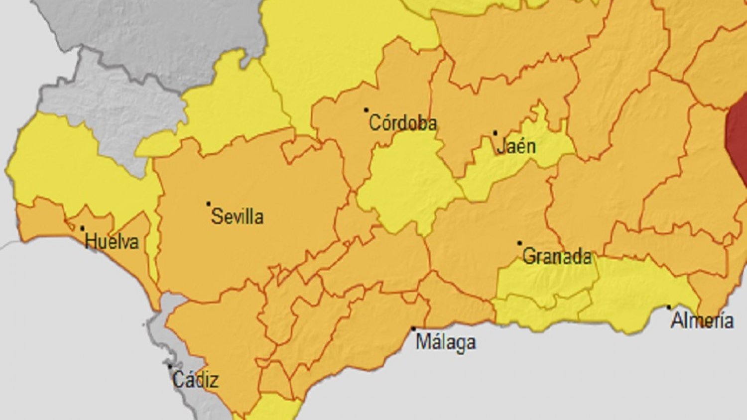 Aemet activa el aviso naranja por altas temperaturas en todas las provincias andaluzas
