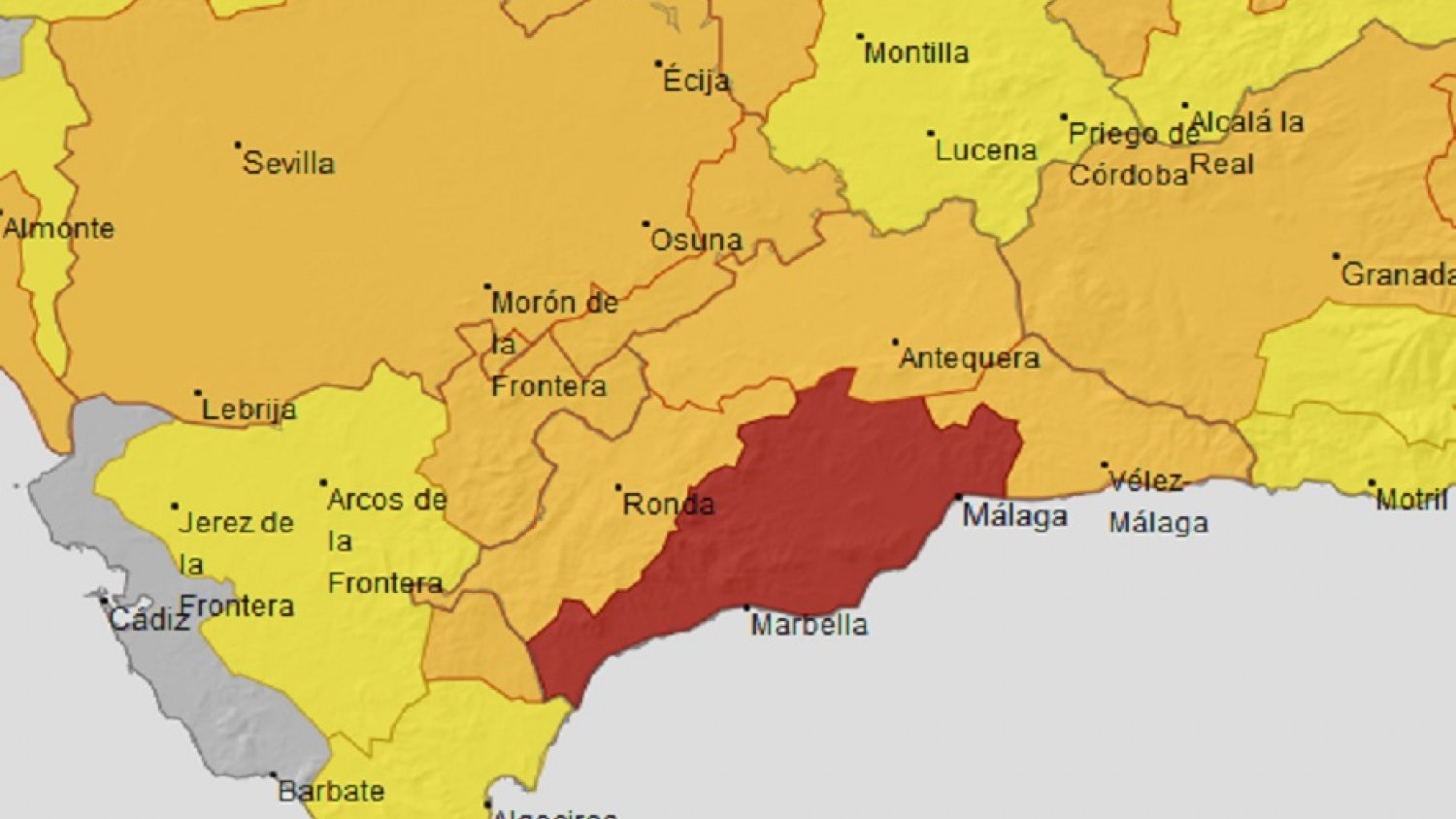 Aemet amplía el aviso rojo por altas temperaturas a la comarca malagueña de Sol y Guadalhorce