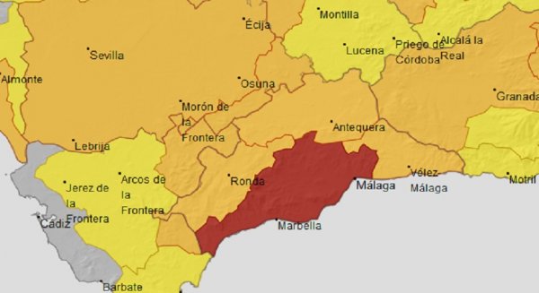 Aemet amplía el aviso rojo por altas temperaturas a la comarca malagueña de Sol y Guadalhorce