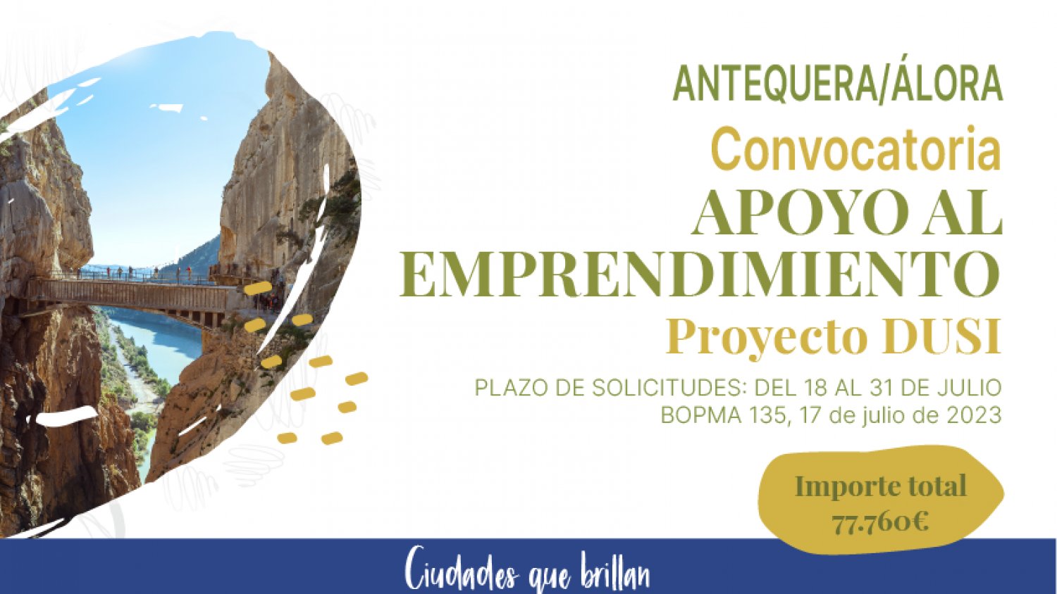 Diputación abre el plazo de una convocatoria de apoyo a emprendedores y autónomos de Álora y Antequera