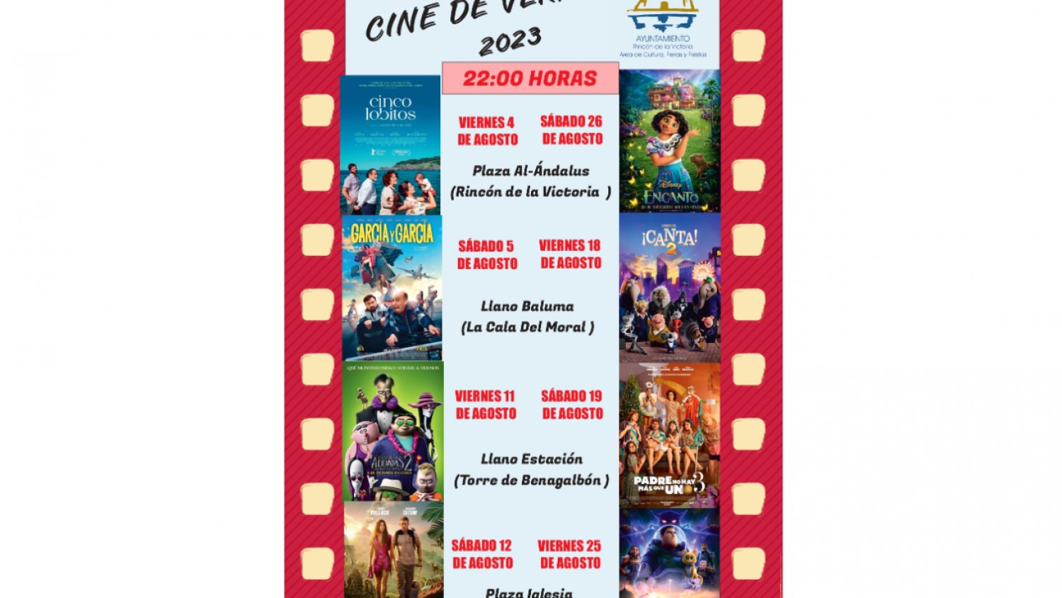 El Cine de Verano de Rincón de la Victoria proyectará ocho películas durante el mes de agosto 
