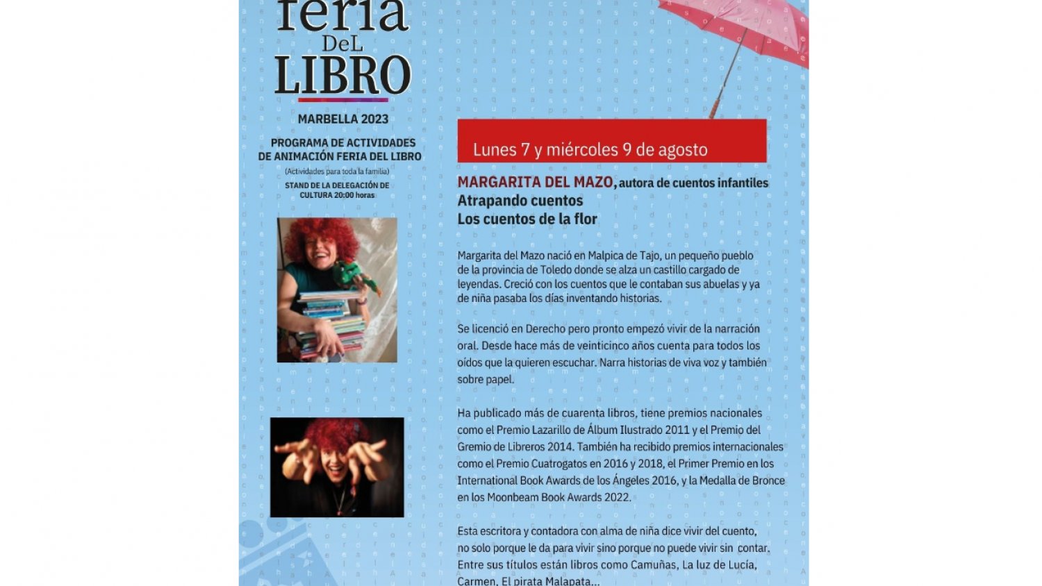 La cuarta semana de la Feria del Libro de Marbella arranca con el taller infantil ‘Atrapando cuentos’