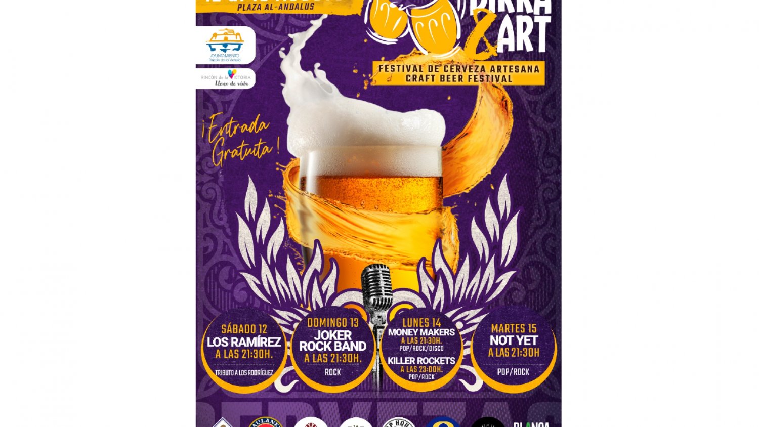 El Festival de la Cerveza Artesana `Birra&Art´ de Rincón de la Victoria se celebrará en la Plaza Al-Ándalus 