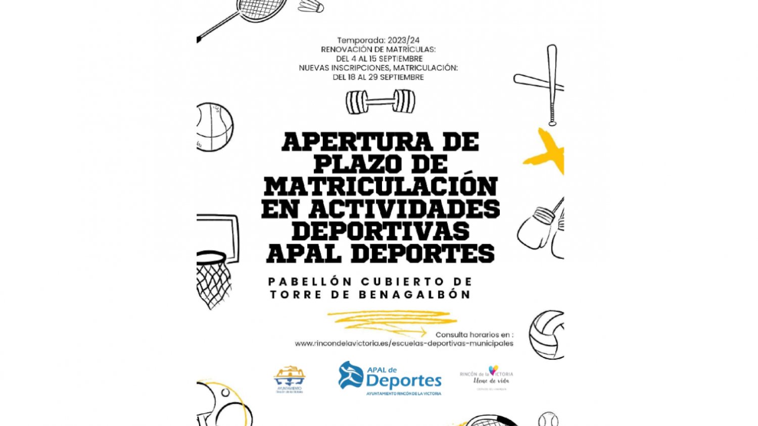 Rincón de la Victoria abrirá el plazo de inscripciones para las escuelas deportivas municipales a partir de 4 de septiembre