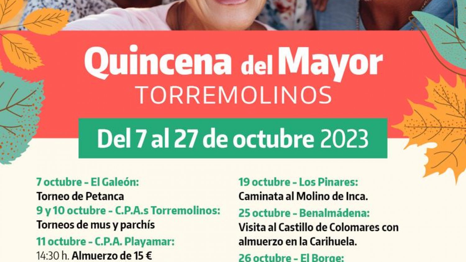 Torremolinos fomenta la convivencia y el ocio en la tercera edad con la Quincena del Mayor