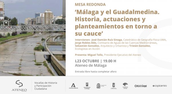 El Ateneo se abre al debate sobre el futuro del río Guadalmedina con una mesa redonda el próximo lunes