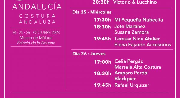 Diseñadores de Málaga de Moda especialistas en moda nupcial desfilarán en SIQ Andalucía Costura Andaluza
