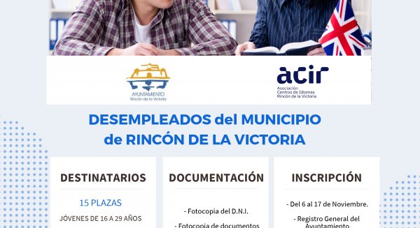 El Ayuntamiento de Rincón de la Victoria convoca 30 becas de inglés gratuitas dirigidas a personas desempleadas 
