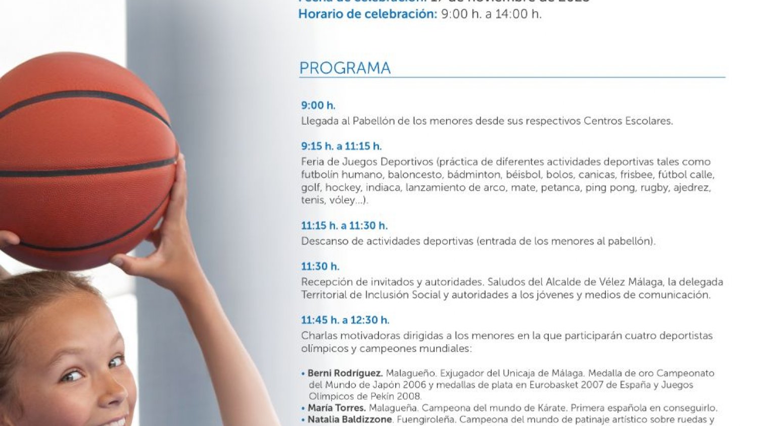 La Junta celebra mañana en Vélez-Málaga el acto central del Día de la Infancia con actividades lúdicas y deportivas  